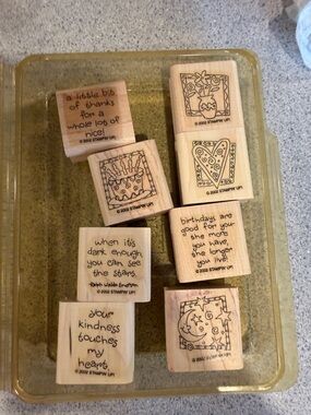 Stampin' Up! Wooden Sentiment and Image Stamps in Natural Wood and Black Ink